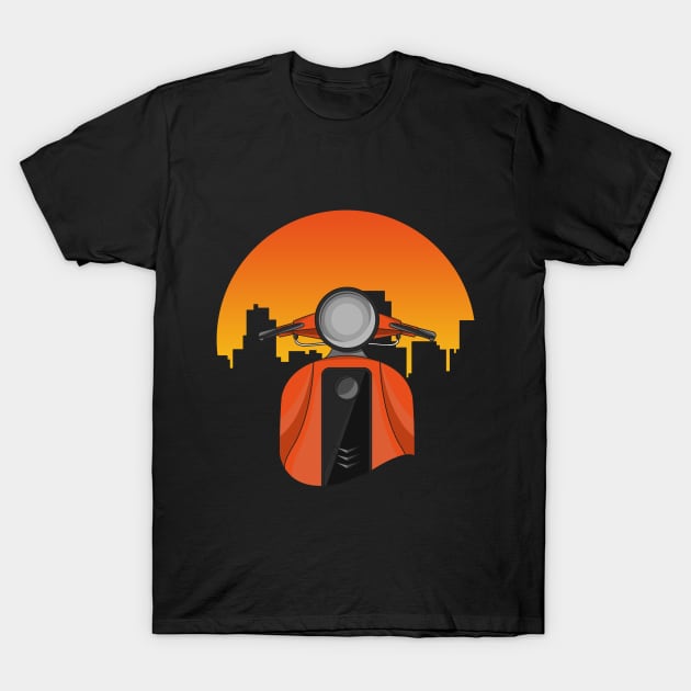 Cool Moped with Cityview T-Shirt by Markus Schnabel